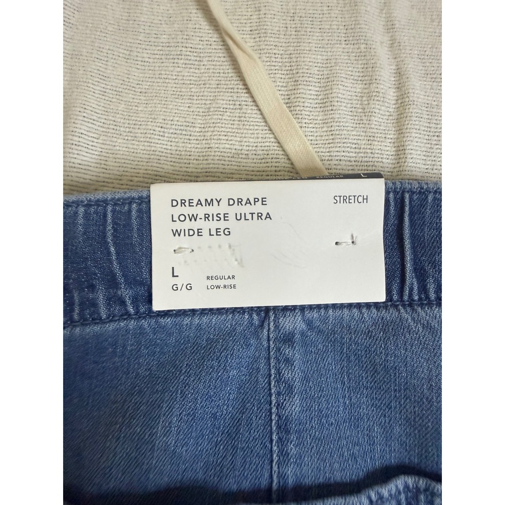 American Eagle Ultra Wide Leg Jeans Womens L Blue Dreamy Drape Low Rise 5855 - Picture 13 of 14